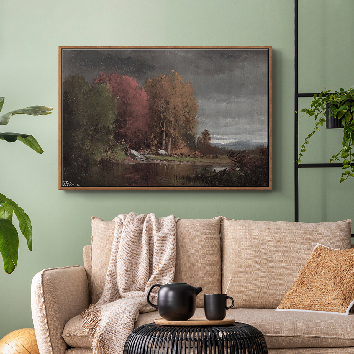 Vintage Landscape-CCCXXVII By Wexford Home Framed in Walnut Wood Gallery Wrapped Canvas 27 in. x 41 in.