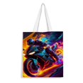 thumbnail image 1 of Moto Bici Bolso de tela con estampado de lienzo para mujer, bolsa de compras reutilizable y estética, con cremallera interior, regalo para mujer, 35 × 40 cm., 1 of 6