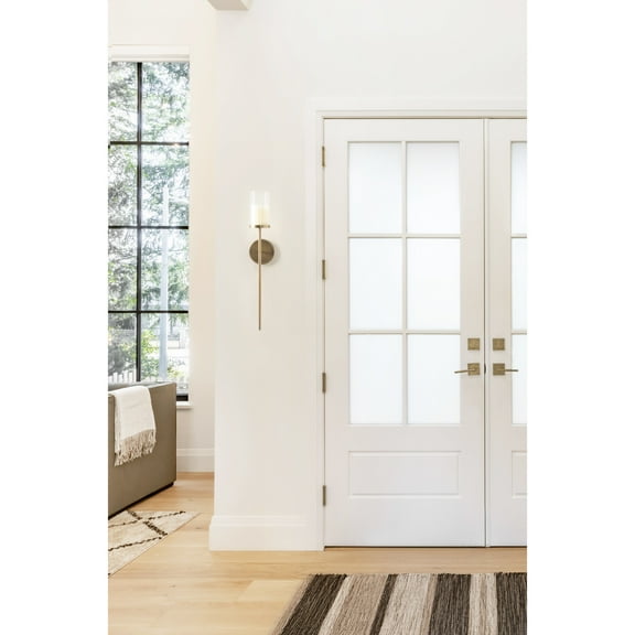 Kate and Laurel Blaise Traditional Metal Wall Sconce, 5 x 6 x 24, Antique Brass, Vintage Round Candle Holder with Removable Glass Cylinder for Flameless Candles