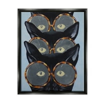 Stupell Industries Funny Black Cats In Glasses Animals & Insects Painting Black Floater Framed Art Print Wall Art