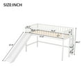 thumbnail image 7 of Twin Size Low Loft Bed with Slide and Built-in Ladder, House Loft Bed Frame with Full-Length Safety Guardrails for Kid Teens Bedroom, No Box Spring Needed, White, 7 of 7