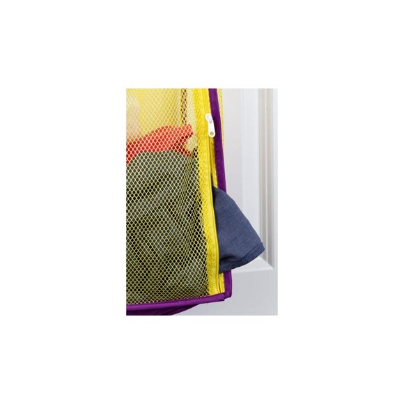 Store & Score Panier à Linge en Maille Pliable avec Lumières LED pour Enfants Suspendu à la Porte Jouet Coffre Crochets en Métal Robustes Inclus. Brevet en Attente