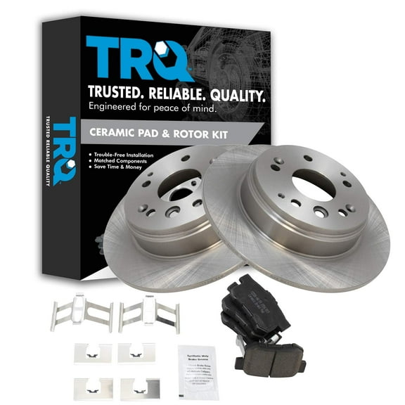 TRQ Premium Ceramic Brake Pad & Rotor Set Rear Fits Select Honda Element Acura TL