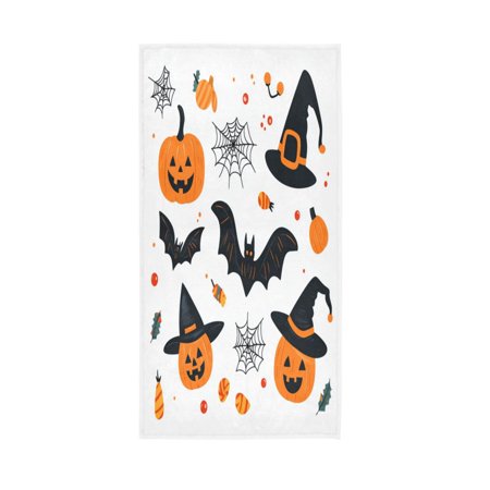 Single-Sided Print Hand Towel Breathable & Soft Towels Wash Cloth for Workout Running Halloween Cute Doodle Clip Art Set 30x15 Inch