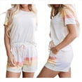 thumbnail image 2 of Conjunto de Pijama Suave con Estampado Multicolor para Mujer, Ropa de Dormir de Corta para Estar en Casa, de Verano, de 2 Piezas con Bolsillos M, 2 of 8