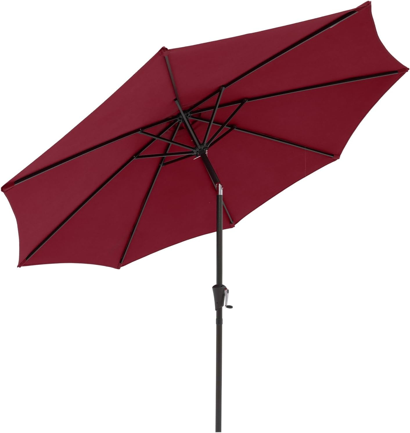 Simenmax 9ft Patio Umbrella, Outdoor Table Umbrella of 9-Feet with 8 Ribs and Push Button Tilt and Crank, Red