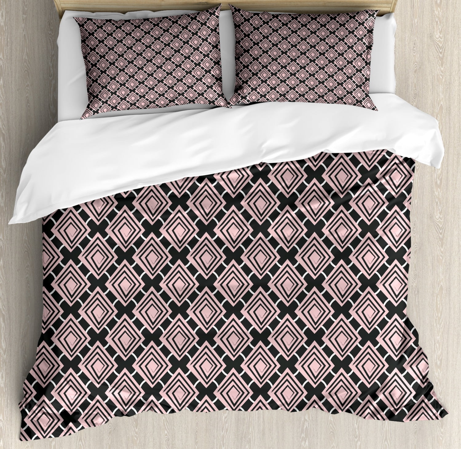 Geometric Duvet Cover Set King Size, Brush Effect Maze ...