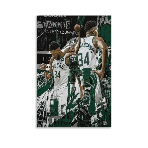 Giannis Antetokounmpo Poster Wall Art Canvas Print Poster Home Bathroom Bedroom Office Living Room Decor Canvas Poster Unframed 12x18inch(30x45cm)