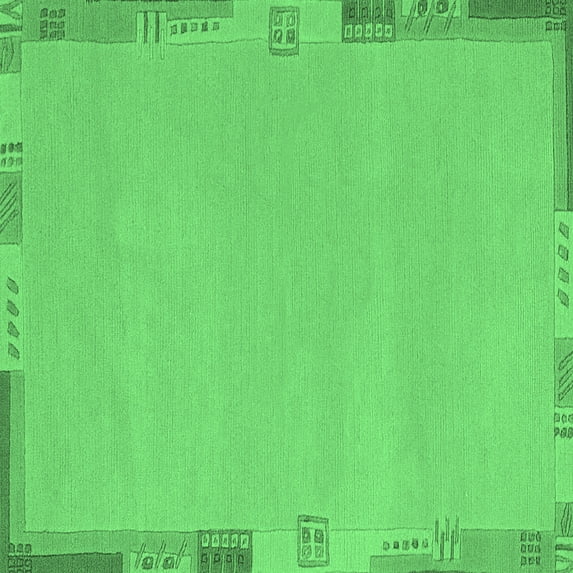 Ahgly Company Machine Washable Indoor Square Abstract Emerald Green Modern Area Rugs, 6' Square