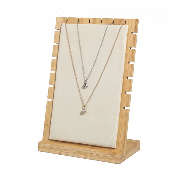 Armastuse Jewellery Display Stand, Wooden Necklace Display Stand, Bracelet Pendant Chain Bust Holder Stand Organizer Rack Craft Market Stall Display Stand (Beige)