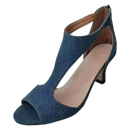 

Huanghuaa European And American Fashion Back Zipper Fish Mouth Sandals Women s Summer New Foreign Trade Large Size Side Air Thin Heel Roman Sandals
