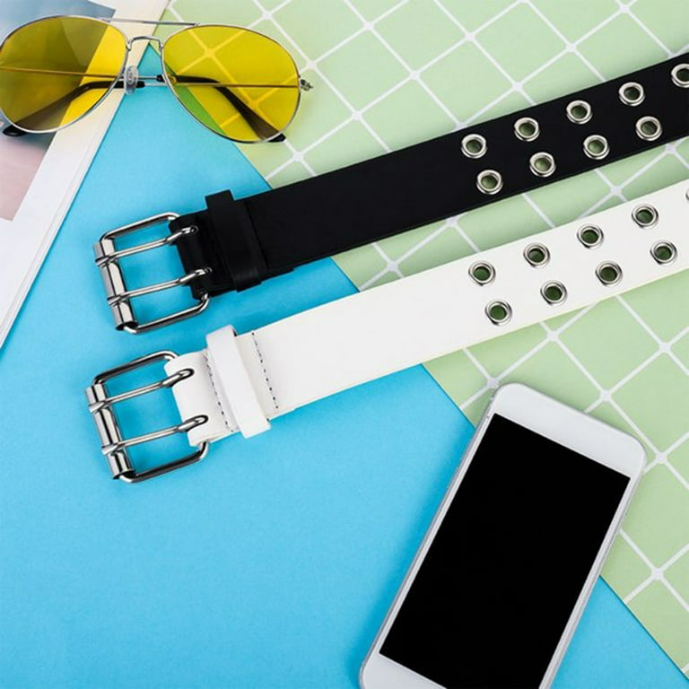 43in Double Grommet Belt ,PU Leather Punk Belt for Women Men 43in Double Grommet Belt ,PU Leather Punk Belt for Women Men