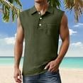 thumbnail image 2 of Men's Sleeveless Button Down Tank Top Shirt Gym Workout Running Beach Summer Tee Vest Big And Tall Muscle Fit Mens Summer Lightweight Pullover Tee Shirts, 2 of 5