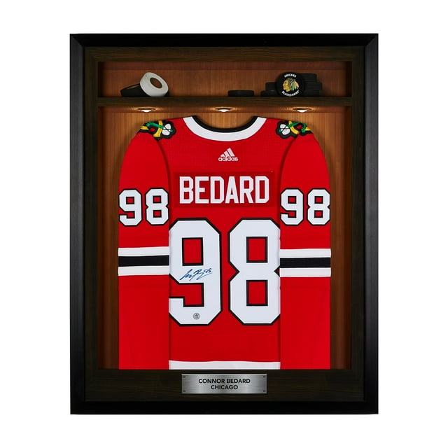 Connor Bedard Signed Chicago Hockey Locker Room 36x44 Jersey Frame