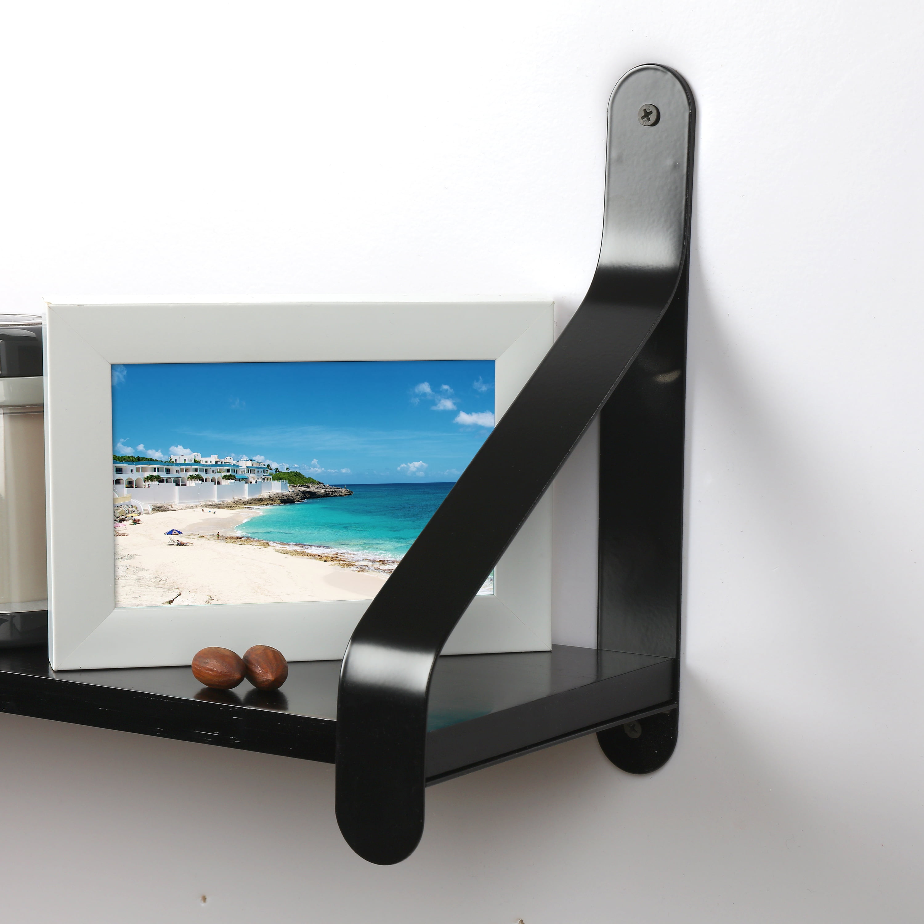 Hyper Tough 6-Inch Black Metal Ribbon Shelf Bracket, 8134