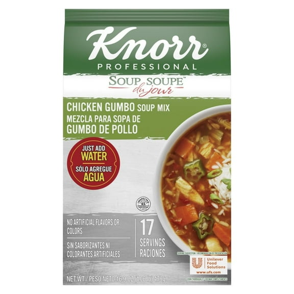 Knorr Professional Soup du Jour Chicken Gumbo Soup Mix No added MSG, 0g Trans Fat per Serving, Just Add Water,1.05 Pound (Pack of 4)