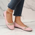 thumbnail image 5 of KIJBLAE Women's Pearl Rhinestone Decor Closed Toe Flats, Solid Slip On Comfortable Daily Casual Flat Shoes Pink 42, 5 of 8