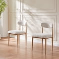 thumbnail image 4 of Morden Fort White Boucle Dining Chairs Set of 2, Armless Dining Chairs with Wood Grain Metal Legs for Kitchen, Living Room, Apartment, 4 of 7