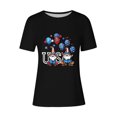 thumbnail image 3 of Tops de Ajuste Suelto para las Mujeres Sudadera Casual Impresa Manga Corta Cuello Redondo Superior, Poliéster, 3 of 7