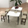 thumbnail image 4 of Costway Set of 2 Bar Stools Counter Height Saddle Kitchen Chairs with Wooden Legs Beige, 4 of 10