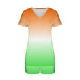 thumbnail image 5 of Fashion 2 Piece Sets for Women Summer Plus Size Gradient Casual Home Two-piece V-neck Top With Pocket Shorts Set, 5 of 6