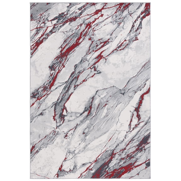 SAFAVIEH Odyssey Eanna Modern Area Rug, Grey/Red Ivory, 5'3" x 7'6"