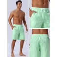 thumbnail image 5 of DARING DIVA Men's Drawstring Waist Beach Striped Swimwear Shorts 38 Light Green, 5 of 6