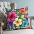 thumbnail image 4 of Pillow Covers 18x18 Set of 2, Colorful Flowers Throw Pillow Covers Decorative Couch Cushion Cover, Spring Floral Watercolor Blue Microfiber Soft Square Pillowcases for Bedroom Living Room Sofa, 4 of 9