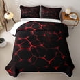 thumbnail image 2 of Castle Fairy Abstract Crack Texture Twin Quilt Set 2 Pieces,Minimalist Luminous Vein Twin Coverlet Set,Black Red,1 Bedspread and 1 Pillowcase, 2 of 7