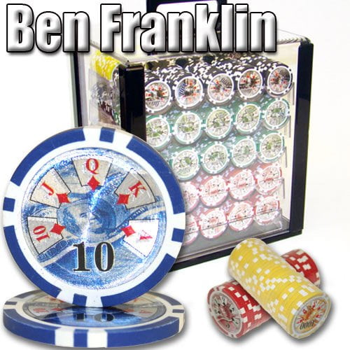 Pick Chips! New 1000 Ben Franklin 14g Clay Poker Chips Set with Acrylic Case 