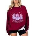 thumbnail image 5 of HomeDM Halloween Sweatshirts for Women Cute Funny Graphic Shirts Long Sleeve Crewneck Fall Pullover Tops - Red/L, 5 of 5