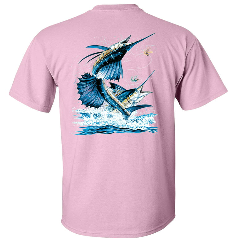 Fair Game Sailfish Fishing T-Shirt, Swordfish Saltwater Fish, Fishing  Graphic Tee-Light Pink-XL 