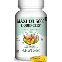 Maxi Health Vitamin D3 5000 IU – 125 mcg Softgels – Immune & Bone Support Supplement – 180 Count