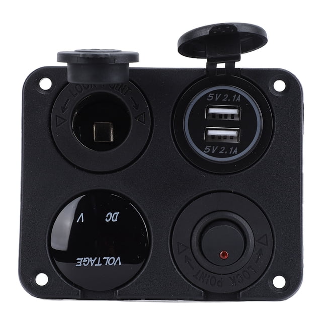 Socket Panel Dual USB Power Outlet 4.2A LED Voltmeter Cigar Lighter Socket Car Marine Boat RV Truck