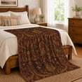 thumbnail image 6 of decorative motif Autumn Damask Floral Living Room autumn celebration, Warm Flannel Blanket for Sunroom and Reading Nook, Festive Botanical Garden Scene, Garden Lovers Thanksgiving Gift, 6 of 7