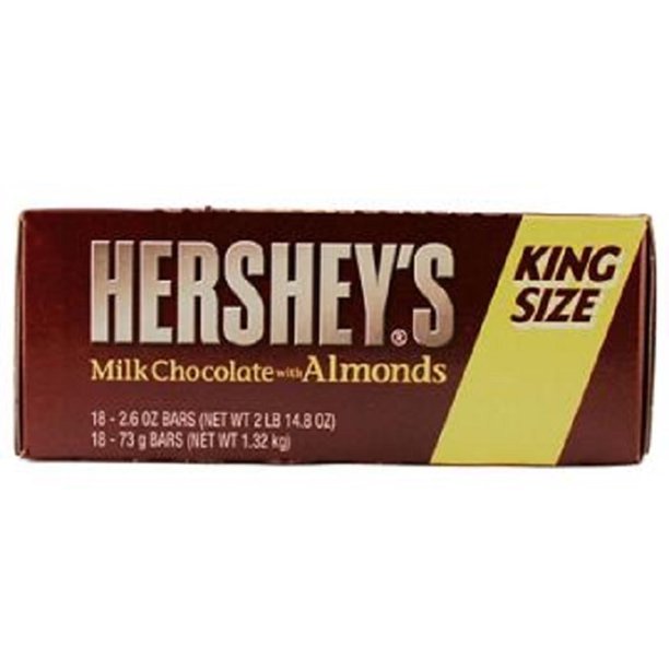 Product Of Hersheys, King Size Milk Chocolate With Almonds, Count 18 (2.6 oz) Chocolate Candy