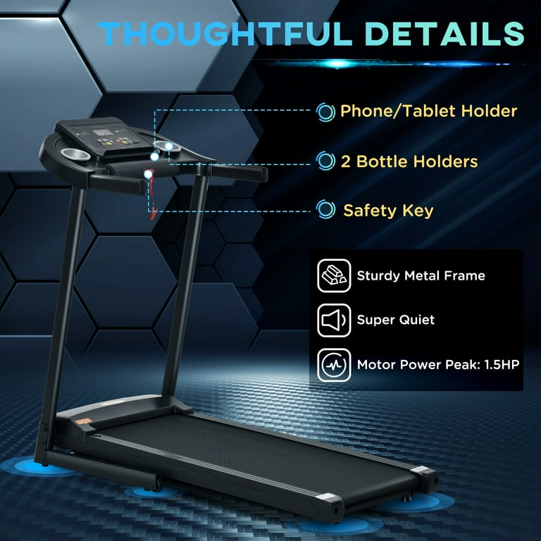 Soozier Folding Treadmill 1.5HP 7.45 MPH Max Speed Electric Motorised Running Jogging Walking Machine w 12 Preset Programs and LED Display for Home