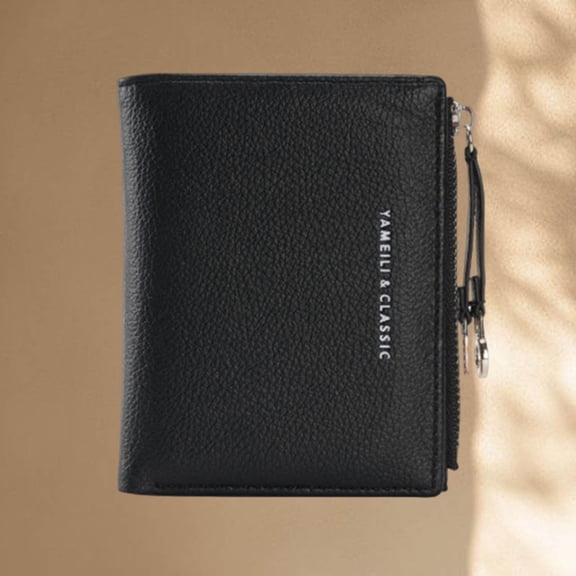 Cadorn PU Leather Card Holder Women's Fashion Short Wallet with Zip Pocket Casual Simple Style for Work Travel Shopping Grocery Essentials