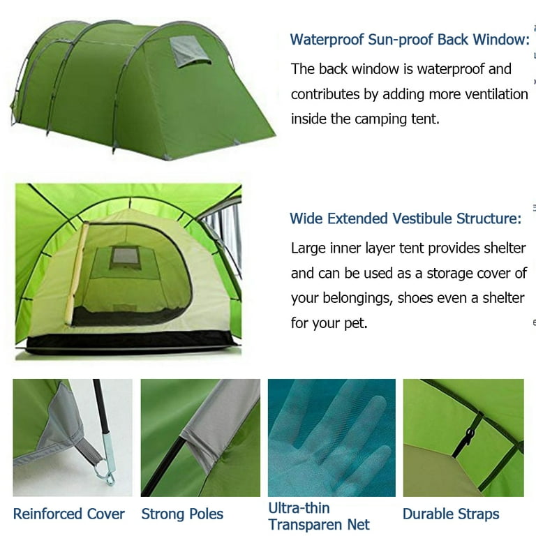 4 5 Person Family Tunnel Tent for Camping iClover 2 Room
