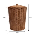 thumbnail image 4 of happimess Ollie Coastal Contemporary Resin 4.7-Gallon Tapered Round Wicker Waste Basket with Lid, Brown (Set of 2), 4 of 6