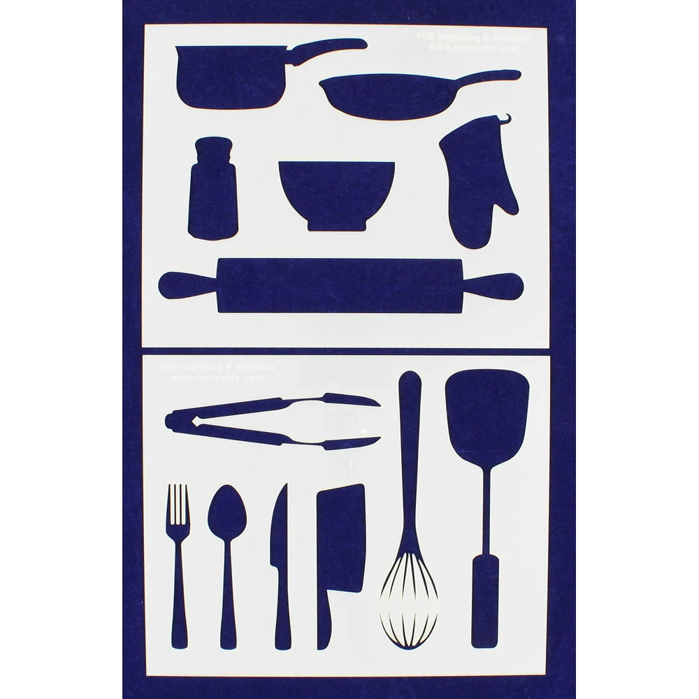 Kitchen / Cooking Stencils 2 Piece Set 8" X 10"