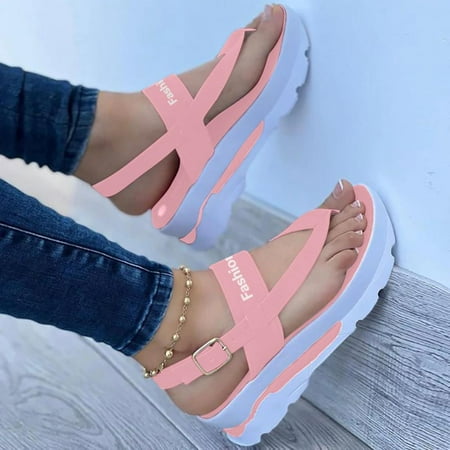 

Todqot Sandals Women- Summer Comfy Quick-drying Casual Anti-slip Platform indoor outdoor Pink 43