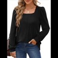 thumbnail image 1 of Camisas Tipo Túnica para Mujer, Camisas Holgadas de Larga, Camisas de Cuello Cuadrado Negro XXL, 1 of 8