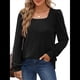 thumbnail image 1 of Camisas Tipo Túnica para Mujer, Camisas Holgadas de Larga, Camisas de Cuello Cuadrado Negro XL, 1 of 8
