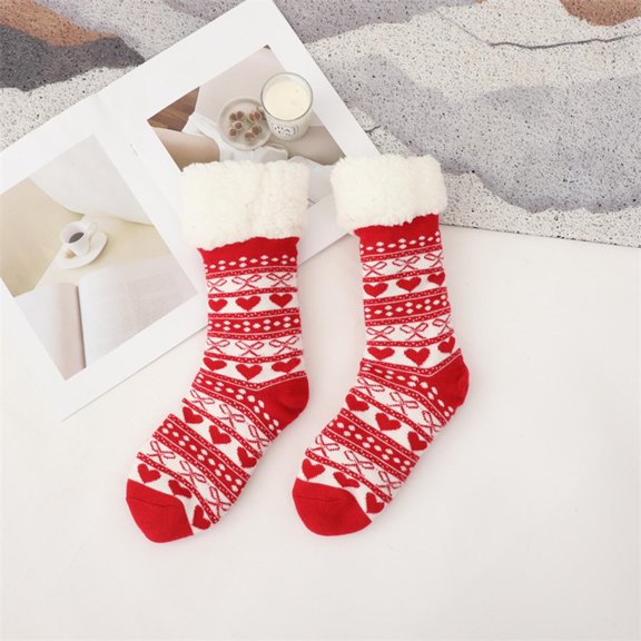 Harpily Ankle Socks for Women Winter Fuzzy Warm Slipper Stocking with Fuzzy Turn‑over Cuff Socks for Christmas Festival Party or Daily Use