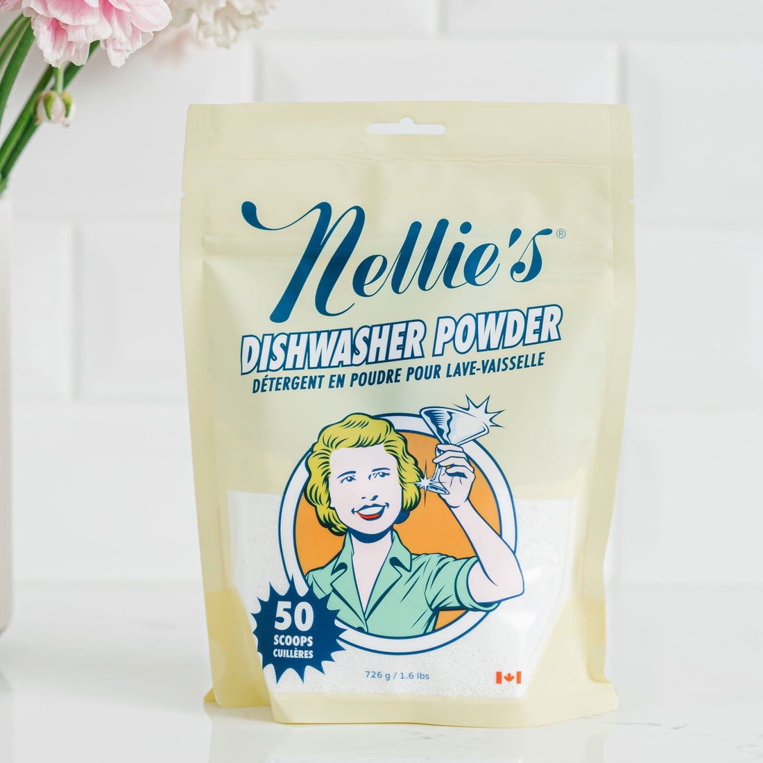Nellie's Dishwasher Powder, 50 Loads, 726g, Unscented Dishwasher Detergent