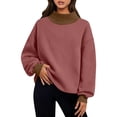 thumbnail image 2 of Womens Fall/Winter Sweatshirts Casual Loose-Fitting Color-Blocked High Neck Long Sleeve Pullover Warm Sweatshirt Top M, 2 of 9