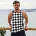thumbnail image 6 of KLL Black White Plaid Print Men's Muscle Gym Workout Stringer Tank Tops Bodybuilding Fitness T-Shirts Tank Tops Men-3X-Large, 6 of 7