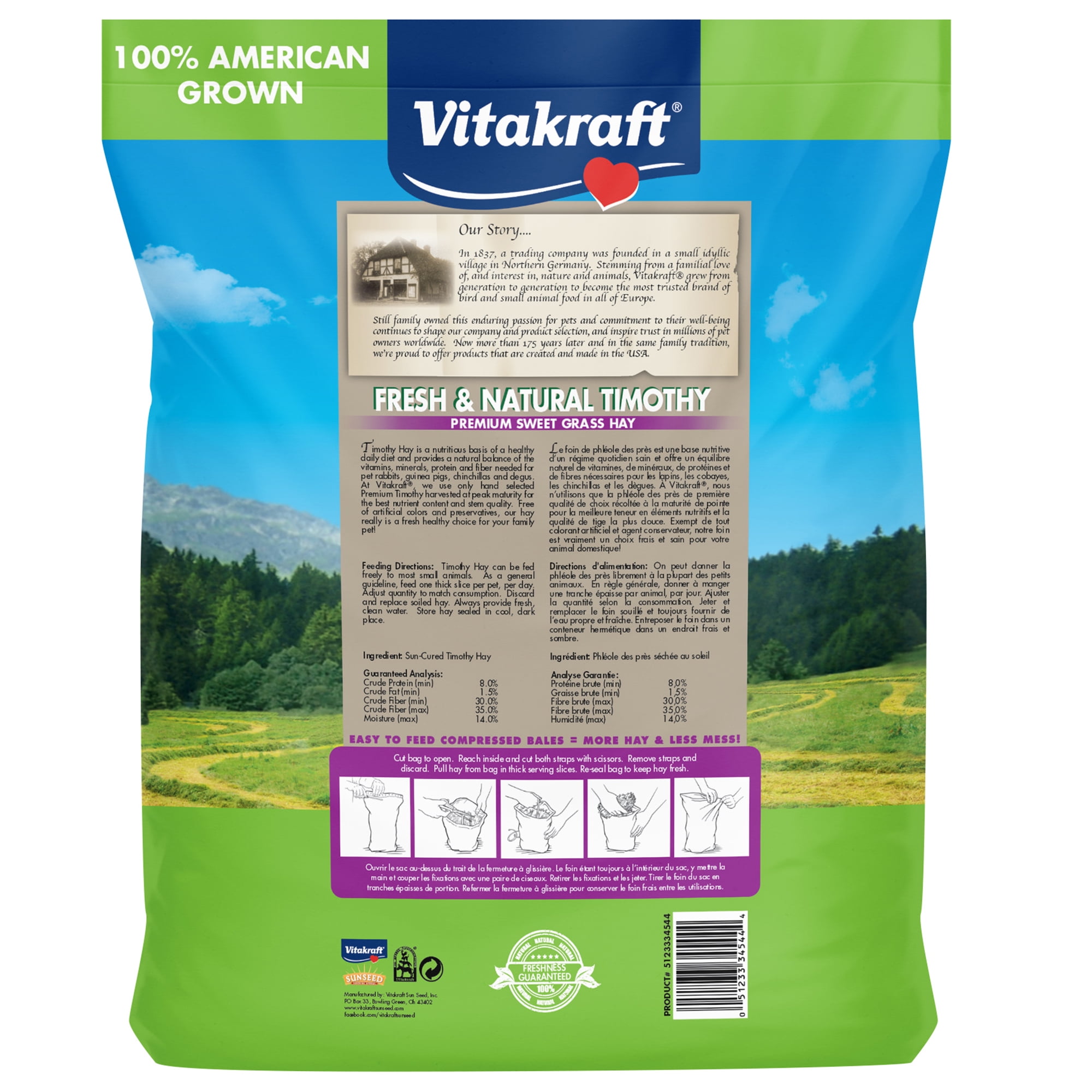 (3 pack) Vitakraft Small Animal Timothy Hay for Guinea Pigs, Rabbits, and Chinchillas - 3.5 lb