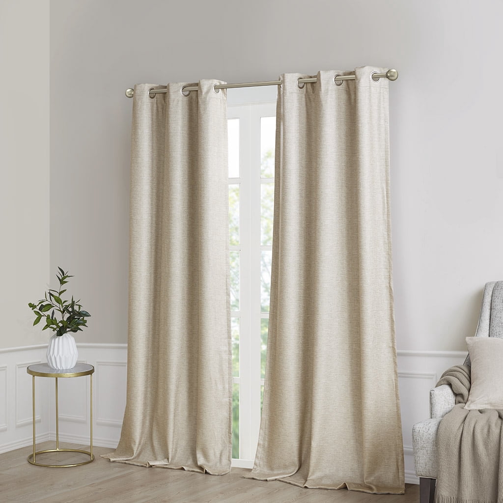 MAYEERTY 2-Pc Tonal Printed Faux Silk Curtain Pair - Total Blackout